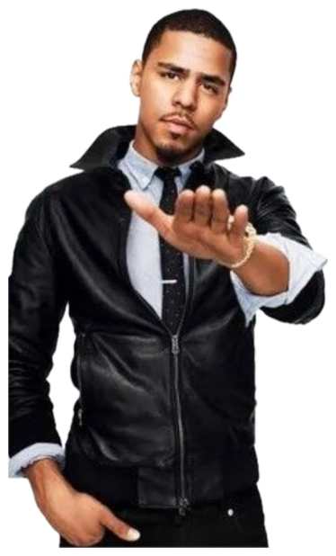 Man in a leather jacket reaching a hand toward the camera with a cool deadpan stare sticker