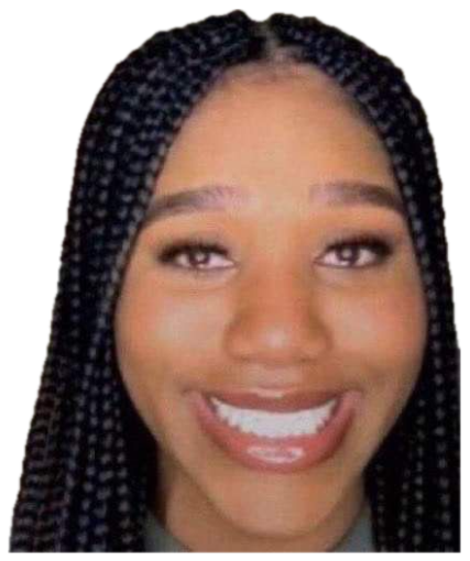 Woman with box braids beaming a wide, delighted grin at the camera sticker